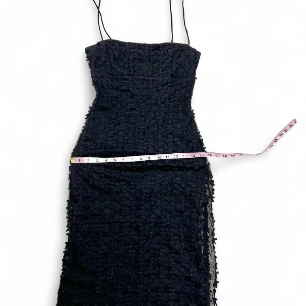 Betsey Johnson Black Textured Midi Slip Dress - Picture 6 of 7